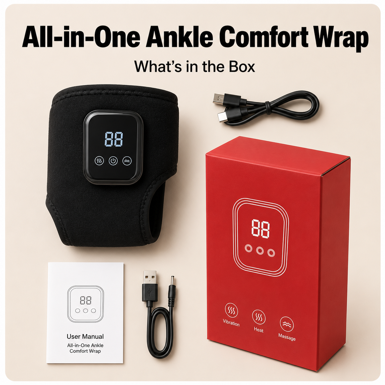 Heat & Vibration Ankle Wrap